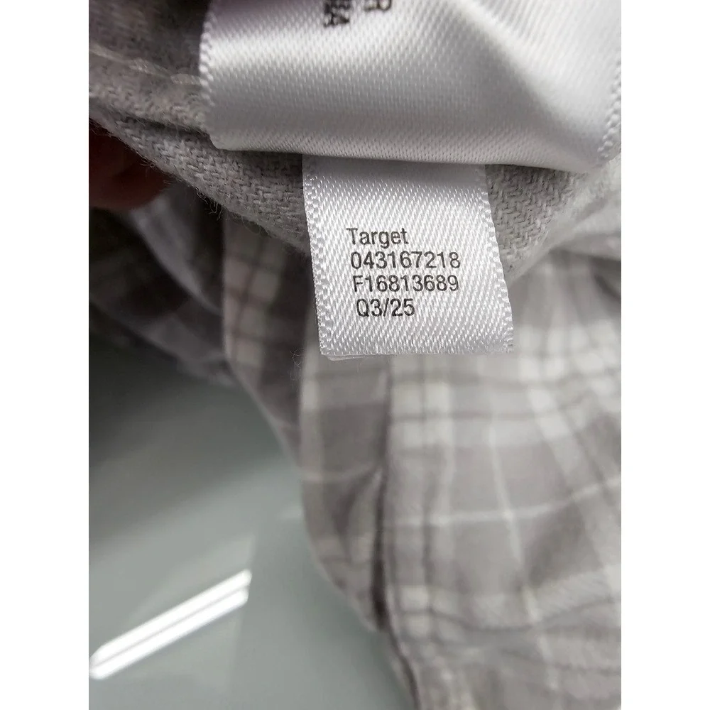 Goodfellow & Co Mens Plaid Midweight Flannel Shirt Gray Cotton Casual Size M